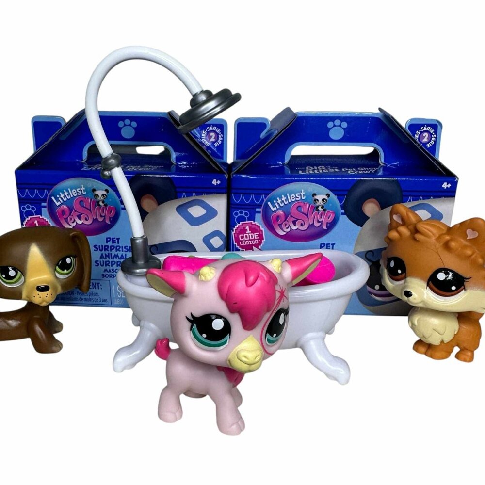 Littlest Pet Shop Mystery Surprise Dachshund Pink Cow Pomerianian Lot